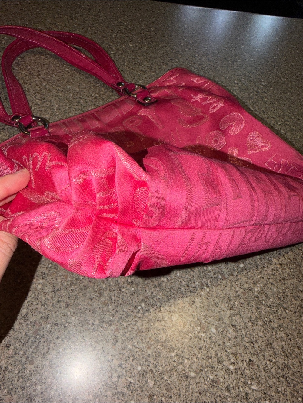 Coach Poppy Pink Glitter Logo Y2k Tote - Gem